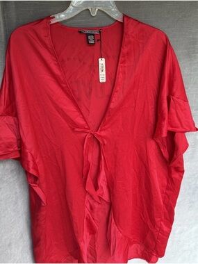 Victoria's Secret Red Tie-Front Women's Silky Robe ❤️ one size